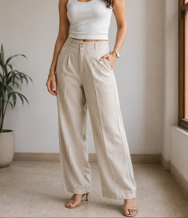 Baggi  Straight Fit Pant with 2 Fancy Buttons